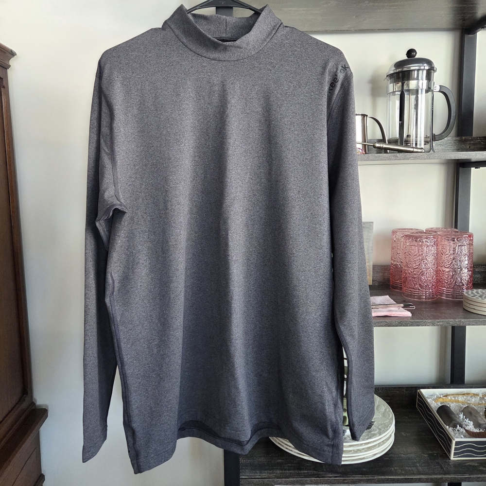 Nice Reebok Men's Gray Long Sleeve Mock Turtleneck Shirt XL Cozy Warm